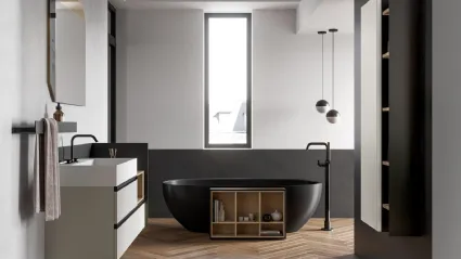 Mobile da Bagno sospeso Deep 04 in laccato opaco light grey di Birex