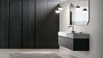 Mobile da Bagno sospeso in essenza rovere carbone Deep 07 di Birex