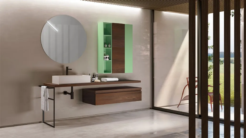 Mobile da Bagno in melaminico e laccato composizione Happy 03 di Licor Design