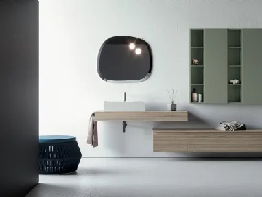 Mobile da Bagno sospeso in melaminico e laccato opaco composizione Happy 10 di Licor Design