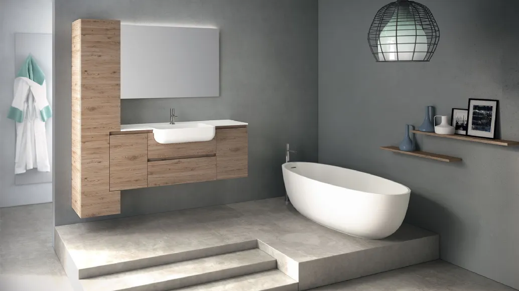 Mobile da Bagno sospeso in melaminico composizione Happy 14 di Licor Design