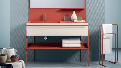 Mobile da Bagno in laccato opaco Burro e Mattone con struttura in metallo Industrial 07 Coral Vibes di Ardeco