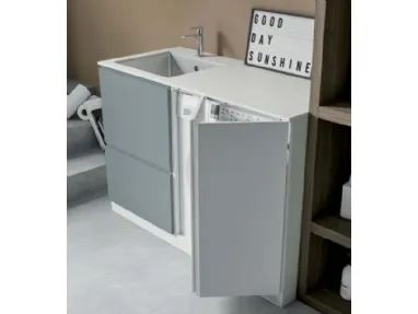 Mobile da Lavanderia in laccato opaco carta da zucchero e bianco Idrobox 01 di Birex
