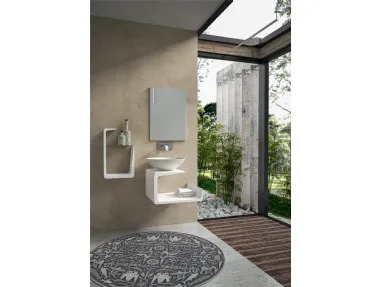 Mobile da Bagno sospeso in laccato bianco lucido composizione Jolly 01 di Licor Design