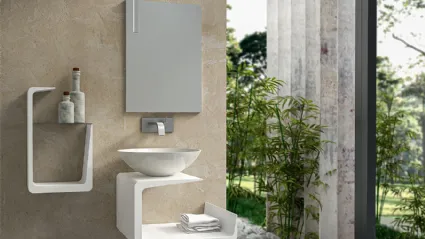 Mobile da Bagno sospeso in laccato bianco lucido composizione Jolly 01 di Licor Design