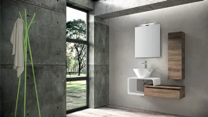 Mobile da Bagno sospeso in melaminico e laccato bianco lucido composizione Jolly 02 di Licor Design