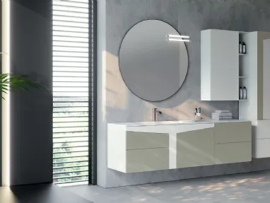 Mobile da Bagno sospeso composizione K103 in laccato opaco di Licor Design