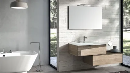 Mobile da Bagno sospeso in melaminico composizione K108 di Licor Design