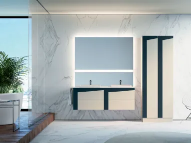 Mobile da Bagno sospeso con colonne a terra in laccato opaco composizione K101 di Licor Design