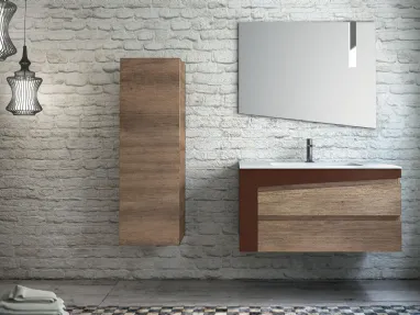 Mobile da Bagno sospeso in melaminico e laccato opaco composizione K104 di Licor Design