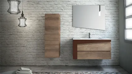 Mobile da Bagno sospeso in melaminico e laccato opaco composizione K104 di Licor Design