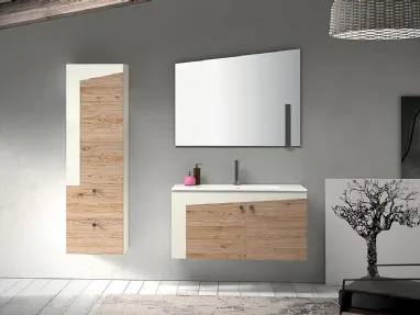 Mobile da Bagno sospeso in melaminico e laccato opaco composizione K105 di Licor Design