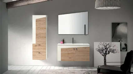 Mobile da Bagno sospeso in melaminico e laccato opaco composizione K105 di Licor Design