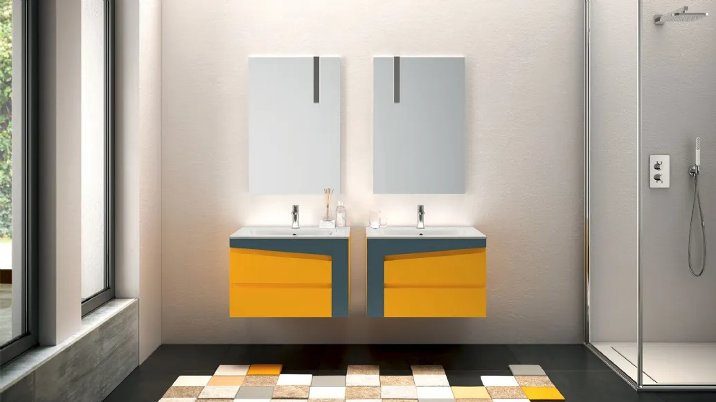 Mobile da Bagno sospeso in laccato opaco composizione K106 di Licor Design