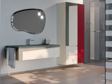 Mobile da Bagno sospeso in laccato opaco e top in HPL cemento composizione K202 di Licor Design