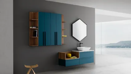 Mobile da Bagno sospeso in laccato opaco e noce K25 K HOUSE 48 di Compab
