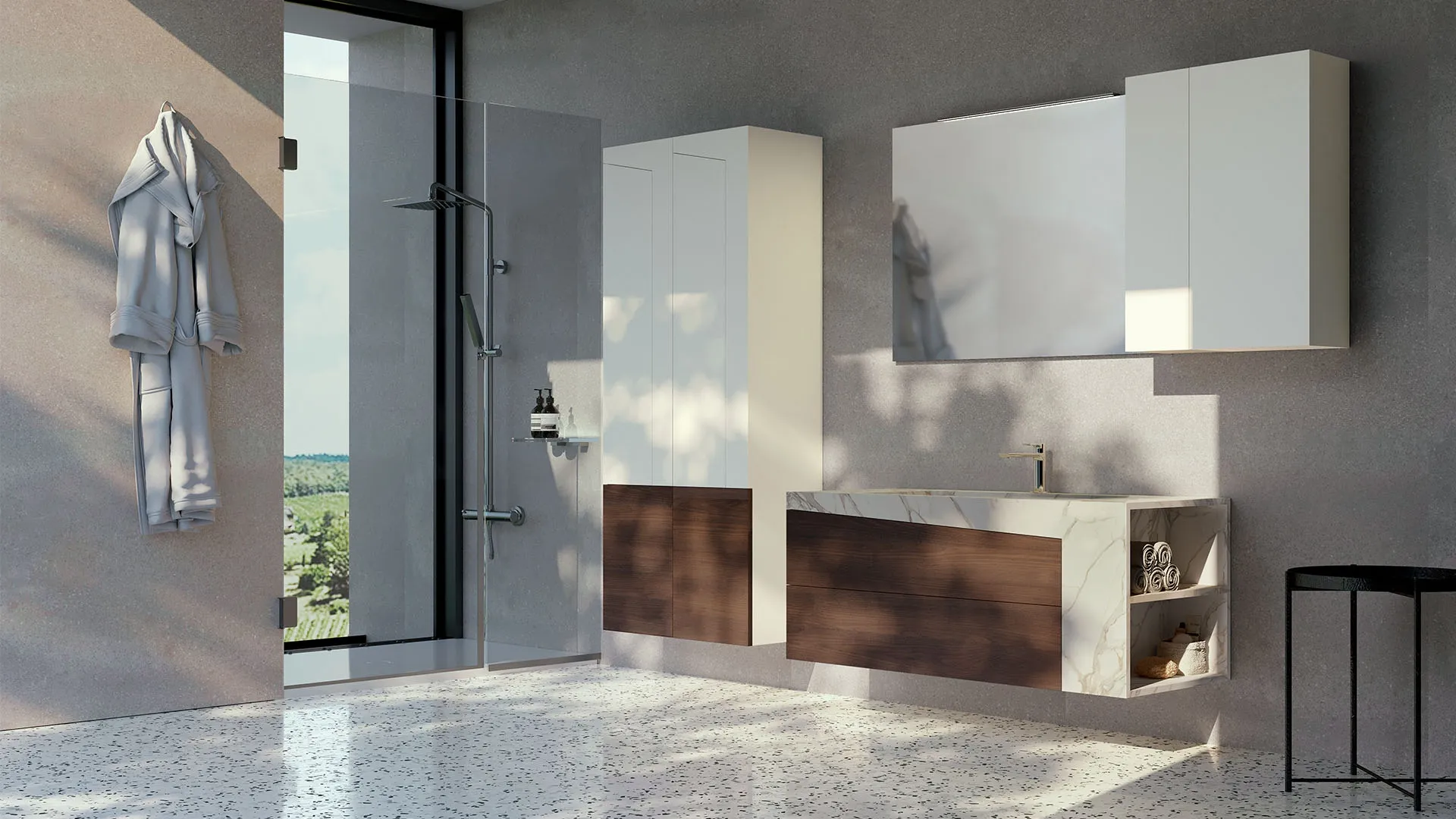 Mobile da Bagno sospeso composizione Q45 05 di Licor Design