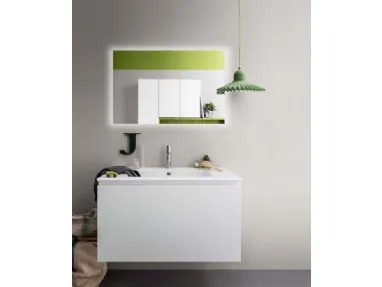 Mobile da Bagno sospeso in laccato opaco e top con lavabo integrato in ceramica Lapis 05 di Birex