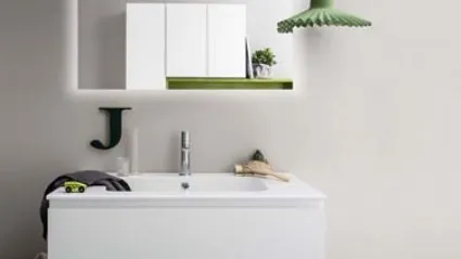 Mobile da Bagno sospeso in laccato opaco e top con lavabo integrato in ceramica Lapis 05 di Birex