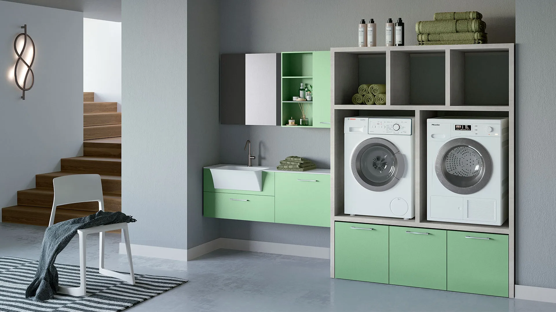 Mobile da Bagno per lavanderia composizione Laundry 02 di Licor Design