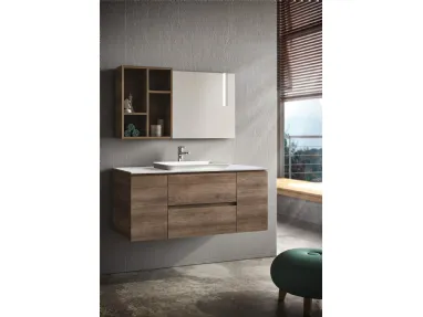 Mobile da Bagno sospeso composizione Happy 07 in melaminico e laccato lucido di Licor Design