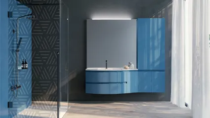 Mobile da Bagno sospeso in laccato lucido composizione Happy 11 di Licor Design