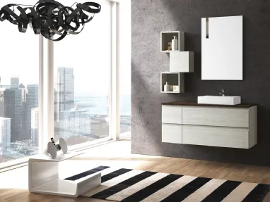 Mobile da Bagno sospeso in melaminico composizione Happy 16 di Licor Design