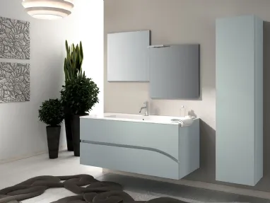 Mobile da Bagno sospeso in laccato grigio composizione Onda 07 di Licor Design