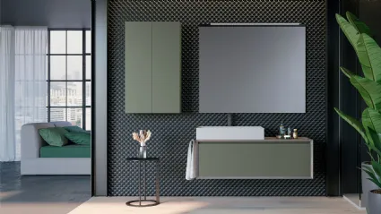 Mobile da Bagno sospeso in laccato opaco e HPL composizione Q45 03 di Licor Design