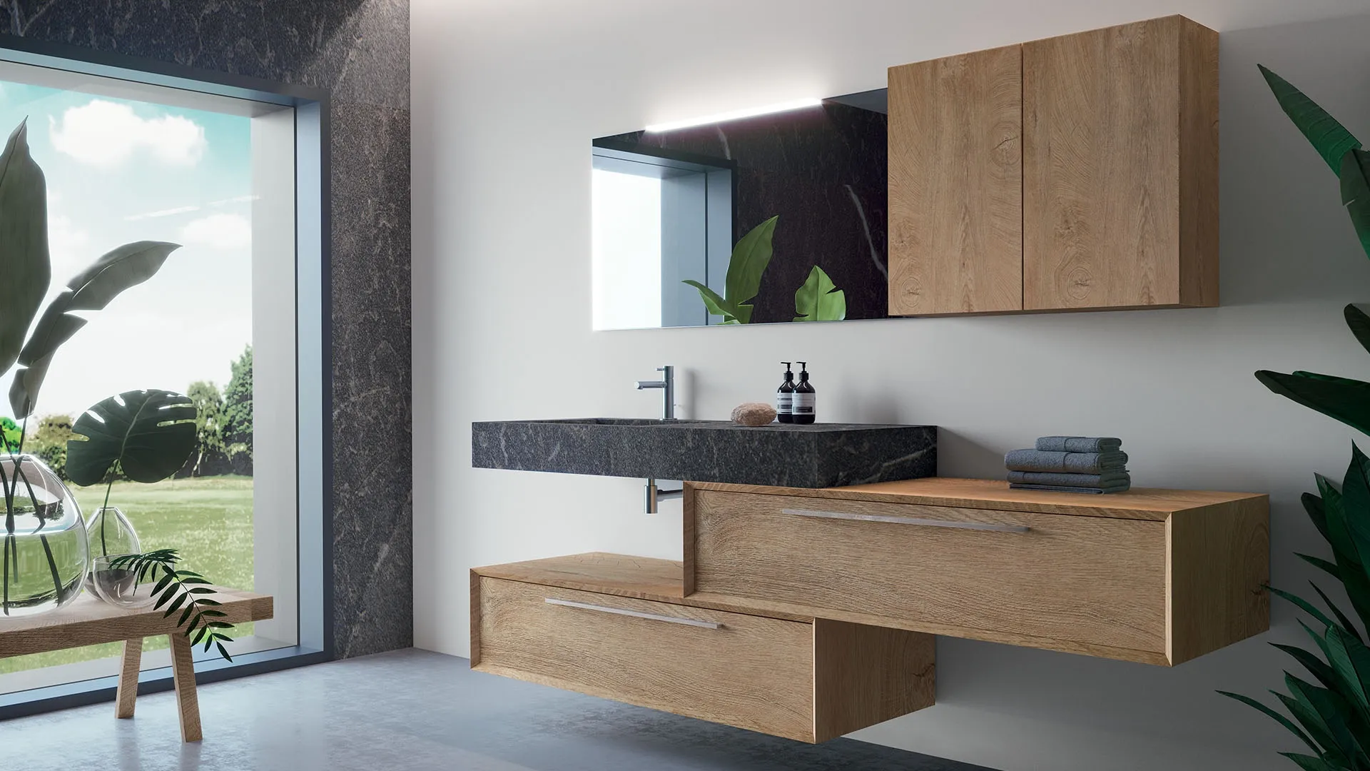 Mobile da Bagno sospeso composizione Q45 05 di Licor Design