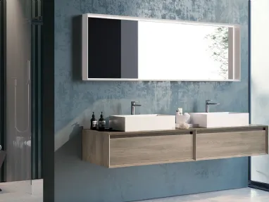 Mobile da Bagno sospeso in melamiico frassino composizione Q45 09 di Licor Design