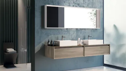 Mobile da Bagno sospeso in melamiico frassino composizione Q45 09 di Licor Design