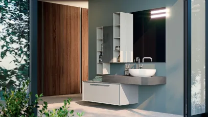 Mobile da Bagno sospeso in melaminico effetto cemento chiaro e scuro composizione Q45 11 di Licor Design