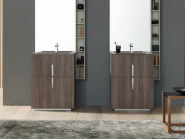 Mobile Bagno da appoggio M System C001 in HPL Unicolor Noce Savoia di Baxar