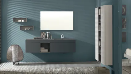 Mobile da Bagno sospeso M System C003 in laminato Grigio Londra di Baxar