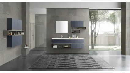 Mobile da Bagno sospeso M1 System C104 in melaminico Cemento Blu Oltremare di Baxar