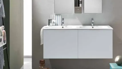 Mobile da Bagno sospeso in laccato Ghiaccio opaco Start Block 07 di Ardeco