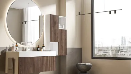 Mobile da Bagno sospeso Myra 02 in noce canaletto di Licor Design