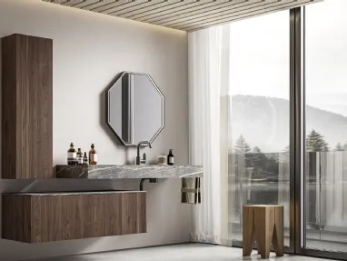 Mobile da Bagno sospeso Myra 04 in noce canaletto di Licor Design