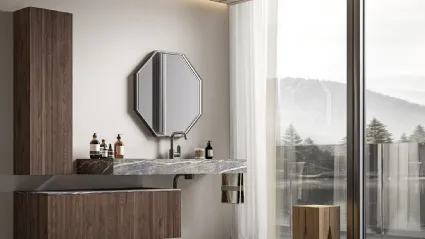 Mobile da Bagno sospeso Myra 04 in noce canaletto di Licor Design