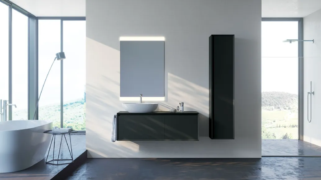 Mobile da Bagno sospeso composizione Q45 12 in melaminico ossido di Licor Design