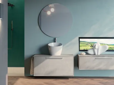 Mobile da Bagno sospeso in melaminico effetto cemento composizione Q45 06 di Licor Design