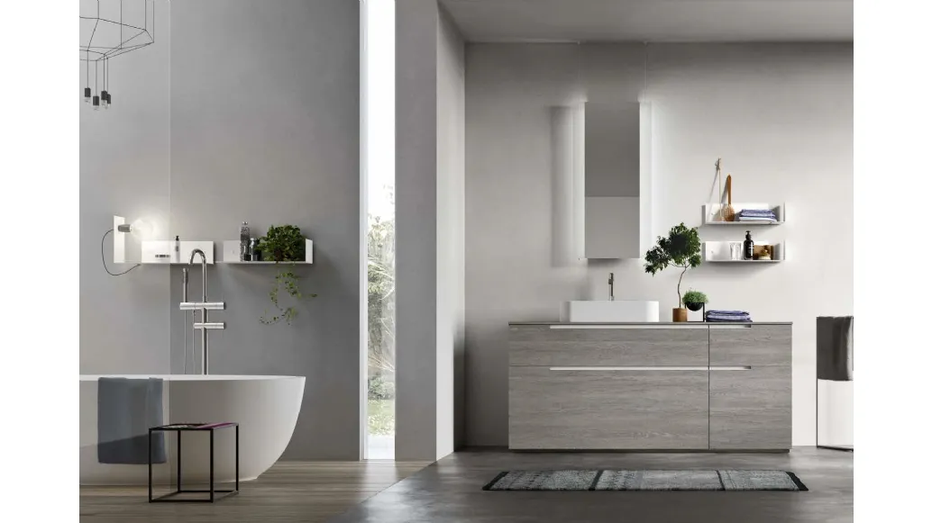 Mobile da Bagno a terra Start Line 04 in melaminico Sablè Grey di Ardeco