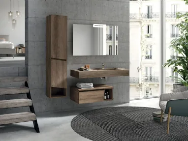 Mobile da Bagno sospeso in melaminico composizione Seven 03 di Licor Design