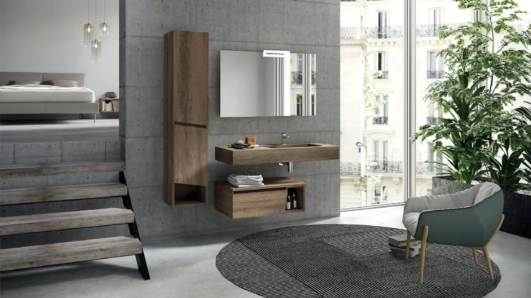 Mobile da Bagno sospeso in melaminico composizione Seven 03 di Licor Design