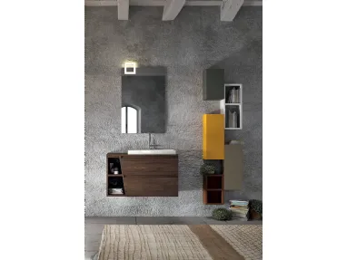 Mobile da Bagno sospeso composizione Seven 12 in melaminico con pensili in laccato opaco vari colori di Licor Design