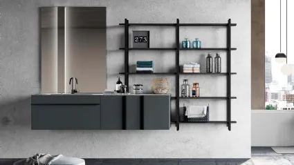 Mobile da Bagno Sidéro 07 in laccato opaco grigio antracite di Birex