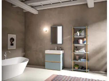Mobile da Bagno a terra in laccato e alluminio con top in Corian Sidero 11 di Birex