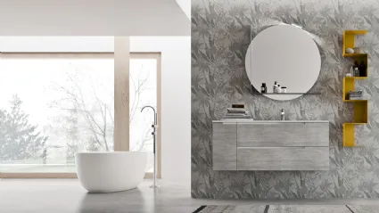 Mobile da Bagno sospeso in melaminico Trama Grigio Start Block 01 di Ardeco