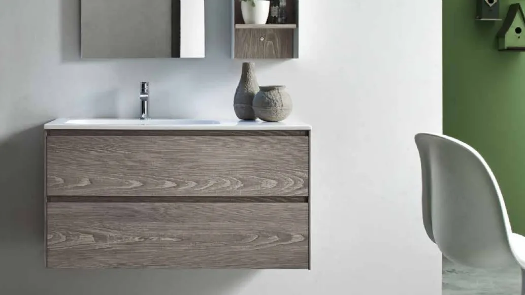 Mobile da Bagno sospeso in melaminico effetto legno French Grey Start Block 08 di Ardeco